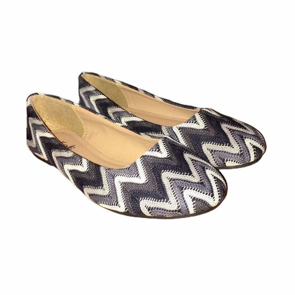 Kalli “Smoothie” Flats, Woven, Chevron, Blue
